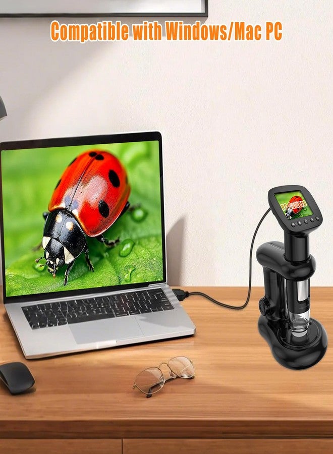 Bysameyee Kids Digital Microscope with 2inch IPS Screen, HD 1080P Handheld Pocket Microscope Science Kit for Children, Comes with 32GB SD Card - Image 2