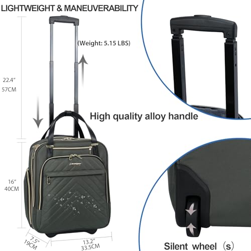VANKEAN Carry On Underseat 16-inch Multi-functional Underseater Lightweight Overnight Suitcase with Wheels, Roller Case for Men Women Travel Business - Image 4