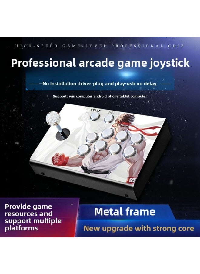 Arcade Rocker Computer Mobile Phone USB Gaming Rocker Fighting Home Gamepad 97 King Of Fighters Arcade Rocker-Product Color:Upgraded Competitive Version Acrylic Frame G3 Dark Night Long  - Image 2