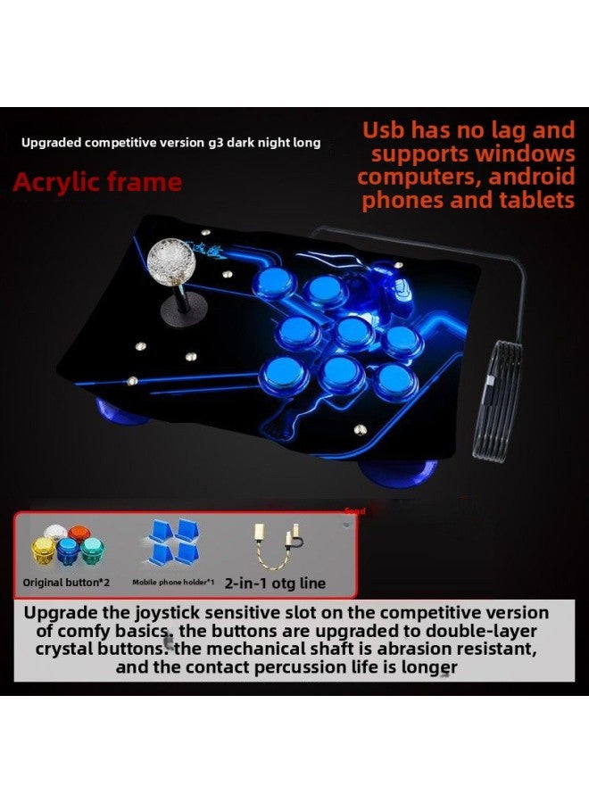 Arcade Rocker Computer Mobile Phone USB Gaming Rocker Fighting Home Gamepad 97 King Of Fighters Arcade Rocker-Product Color:Upgraded Competitive Version Acrylic Frame G3 Dark Night Long  - Image 1