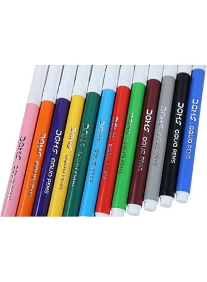 دومس دومز مجموعة اقلام رسم بالوان مائية مكونة من 12 درجة من اكوا , طرف فريد مقاوم للضغط بالوان زاهية وكثيفة , غير سام وامن للاطفال - Image 2