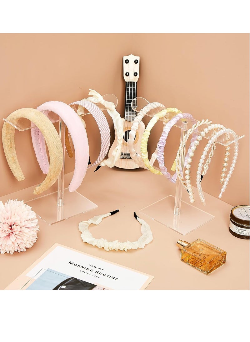 SYOSI Clear Acrylic Headband Holder 2Pcs Organizer Display Stand Ideal for Jewelry Stores Cabinets Exhibitions Stylish Functional Storage - Image 3