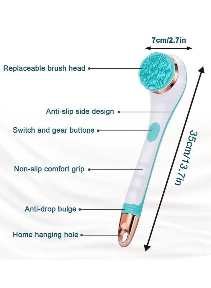 Bukela 4 in 1 Electric Back Scrubber for Shower with 4 Brush Heads 2 Speed Levels IPX6 Waterproof Electric Bath Body Brush-Pink - Image 4