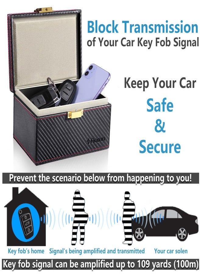 TICONN Faraday Box, Car Key Fob Protector, Carbon Fiber Signal Blocker for Keyless Fob, RFID Signal Blocking Pouch Cage - Image 2