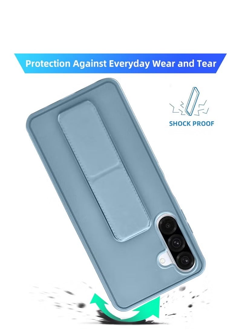 3-in-1 Magnetic Wrist Strap Hand Grip Stand Back Case Cover With Foldable Kickstand & Finger Strap for Samsung Galaxy A56-Sky Blue - Image 4