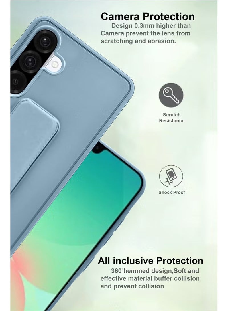 3-in-1 Magnetic Wrist Strap Hand Grip Stand Back Case Cover With Foldable Kickstand & Finger Strap for Samsung Galaxy A56-Sky Blue - Image 3