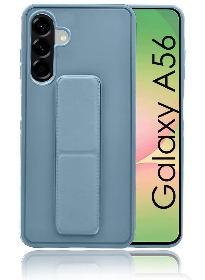 3-in-1 Magnetic Wrist Strap Hand Grip Stand Back Case Cover With Foldable Kickstand & Finger Strap for Samsung Galaxy A56-Sky Blue - Image 1