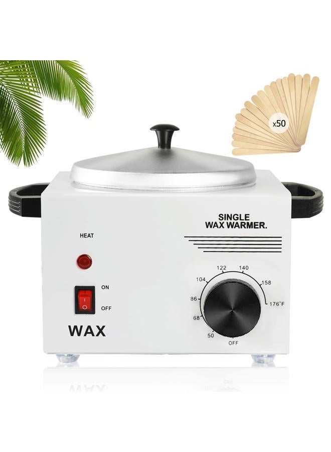 COFASHION Single Wax Warmer Professional Electric wax Heater for Hair Removal- Wax Pot with 50pcs Sticks Heat up Quickly & Fahrenheit Dial, Paraffin Facial Skin Body SPA Salon Equipment - Image 1