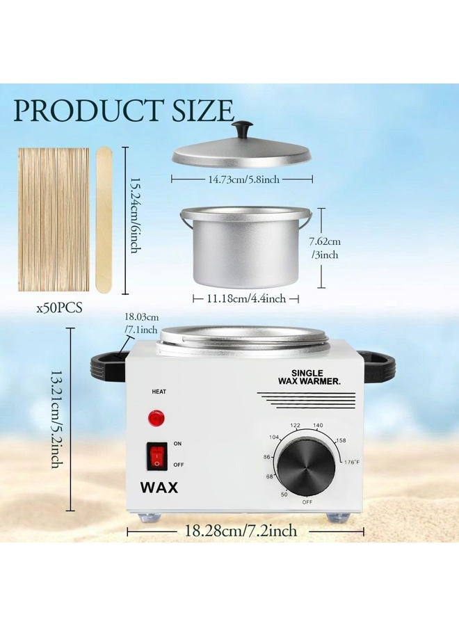 COFASHION Single Wax Warmer Professional Electric wax Heater for Hair Removal- Wax Pot with 50pcs Sticks Heat up Quickly & Fahrenheit Dial, Paraffin Facial Skin Body SPA Salon Equipment - Image 5