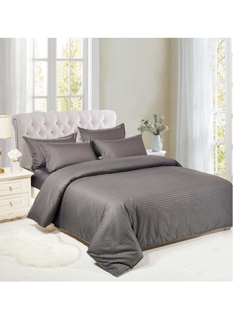 Luxury Cotton Fitted Bedding Set with Soft Stripe Design, Deep Pocket Fitted Sheet, Zipper Closure Duvet Cover and Matching Pillowcases for Ultimate Comfort and Style - King and Single Sizes - pzsku/ZF2C97DBC017EFF4B51B3Z/45/_/1694177133/d8d16251-30f3-4e65-823e-216f87e93a76