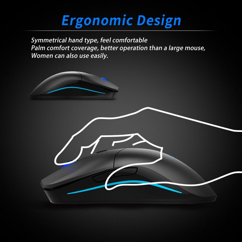 ماوس بصري لعبة لاسلكي ZELOTES F-22 بتردد 2.4 جيجاهرتز ب6 مفاتيح، تصميم بيولوجي مع 3 مستويات قابلة للتعديل للدبي لكلبيوتر المحمول والكمبيوتر الشخصي - Image 2