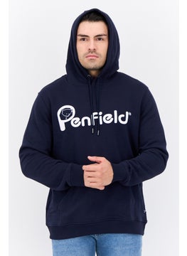 Men Hooded Brand Logo Long Sleeve sweatshirts, Navy