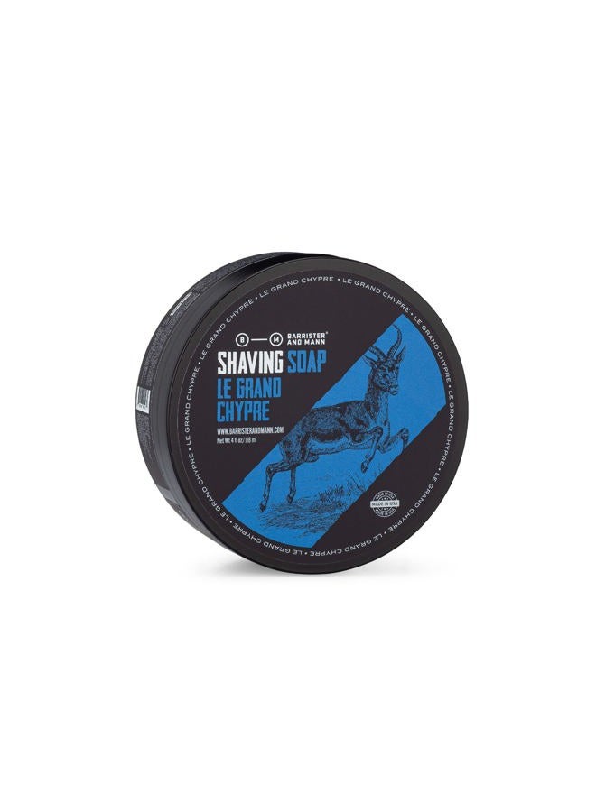 Barrister and Mann Shaving Soap | Luxury Dense, Rich & Creamy Lather Tallow Wet Shave Puck Notes of Bergamot, Lime, Labdanum, Patchouli, Peach, Cedar | Grooming Routine for Men 4 Oz (Le Grand Chypre)