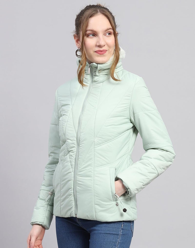 Monte Carlo Womens Solid Green Collar Neck Full Sleeve Jacket - Image 3