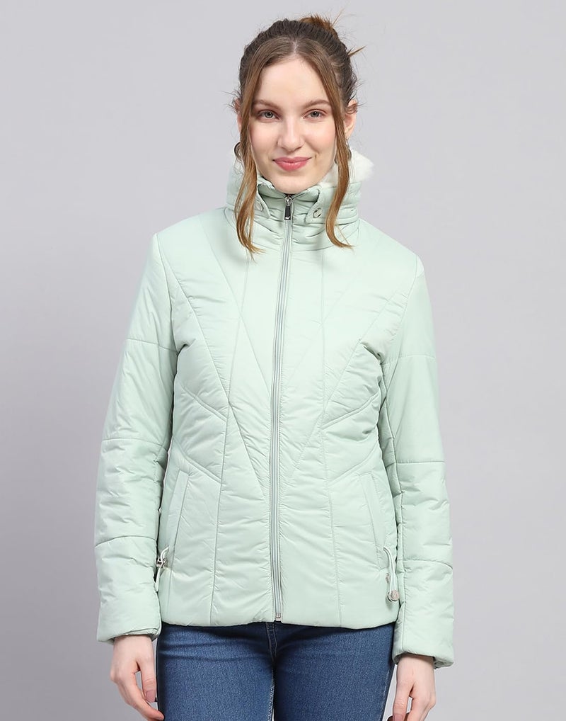Monte Carlo Womens Solid Green Collar Neck Full Sleeve Jacket - Image 2