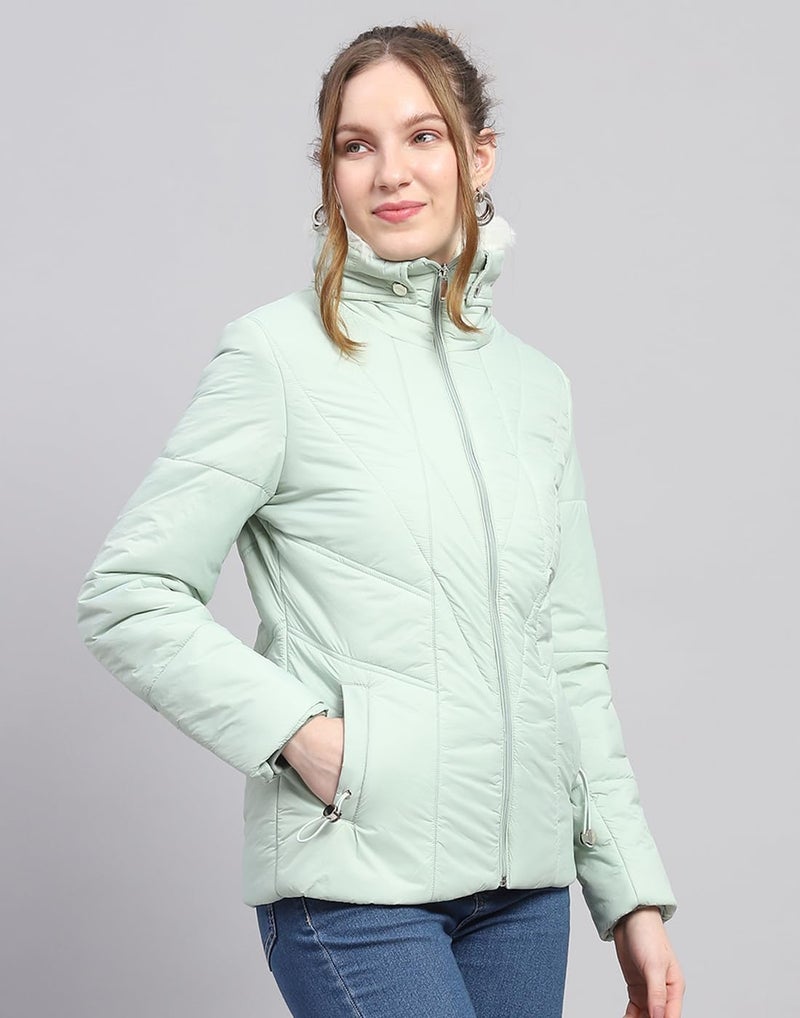 Monte Carlo Womens Solid Green Collar Neck Full Sleeve Jacket - Image 4