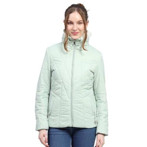 Monte Carlo Womens Solid Green Collar Neck Full Sleeve Jacket - Image 1