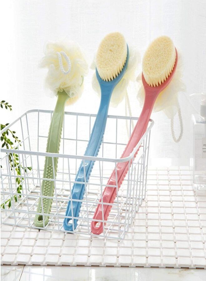 Double-Sided Bathing Brush, 2 in 1 Shower Brush, Long Handle Soft Hair Bath Brush