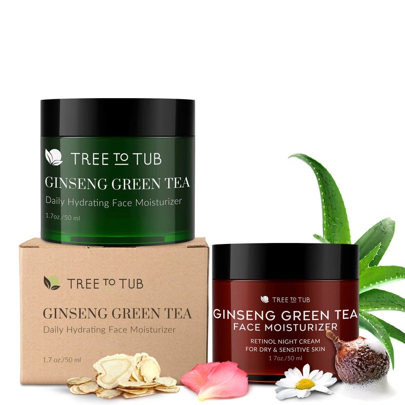 Tree to Tub Hydrating Face Moisturizer & Retinol Anti Aging Face Moisturizer for Dry and Sensitive Skin - Water Based Hyaluronic Acid Facial Moisturizer & Anti Wrinkle Hyaluronic Acid Night Cream - Image 1