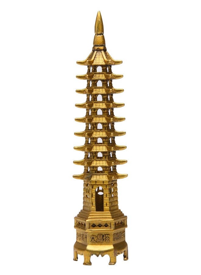 BRASSTAR Brass Feng Shui Statue Wenchang Pagoda Layer 9 Tower 6.3” Length Sculpture Office Home Desk Decor Artifacts Attract Career Fame Academic Wisdom Education Luck TQZDPT38 - Image 1