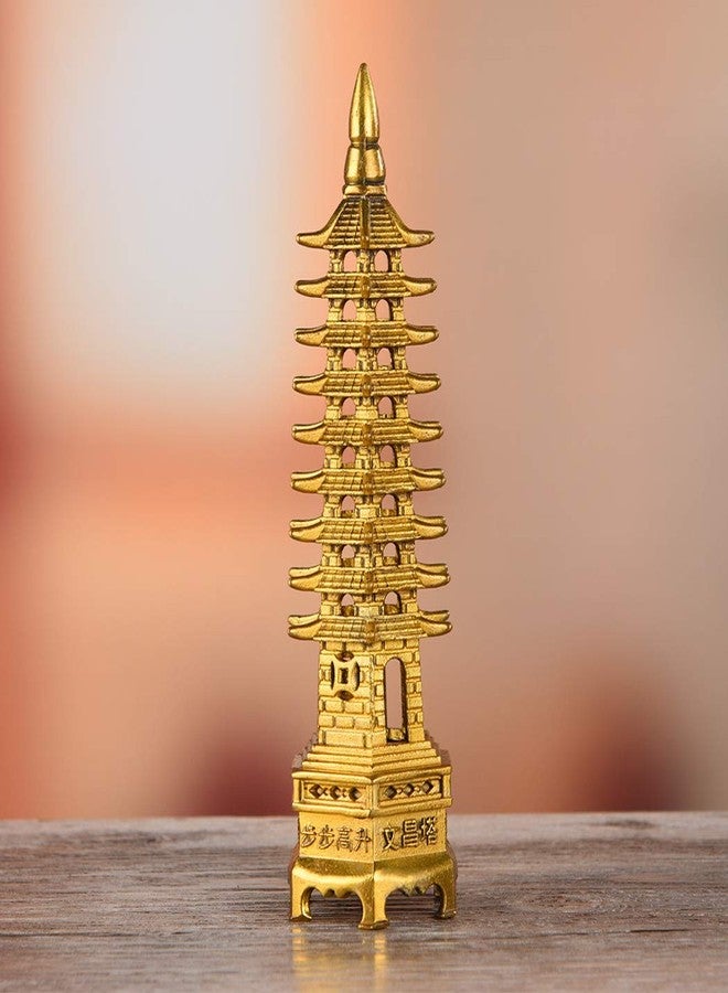 BRASSTAR Brass Feng Shui Statue Wenchang Pagoda Layer 9 Tower 6.3” Length Sculpture Office Home Desk Decor Artifacts Attract Career Fame Academic Wisdom Education Luck TQZDPT38 - Image 5
