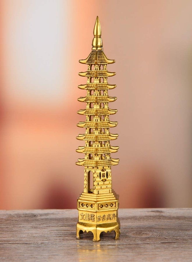 BRASSTAR Brass Feng Shui Statue Wenchang Pagoda Layer 9 Tower 6.3” Length Sculpture Office Home Desk Decor Artifacts Attract Career Fame Academic Wisdom Education Luck TQZDPT38 - Image 4