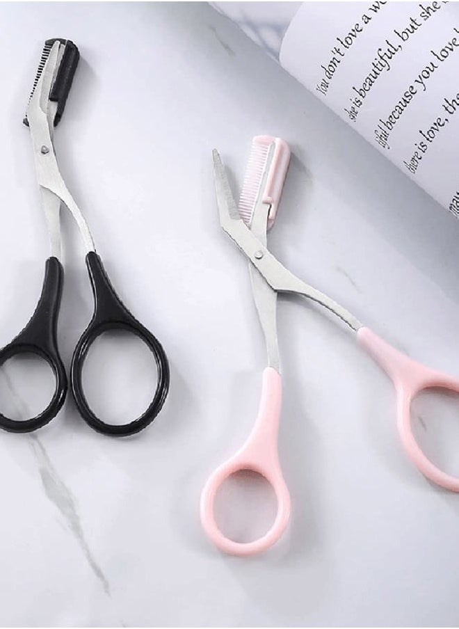 ericotry 2PCS Eyebrow Trimmer Scissor with Comb and Non Slip Finger Grips Eyelash Shaping Cut Comb Scissors Eyebrow Grooming Tool for Men and Women  - Image 5