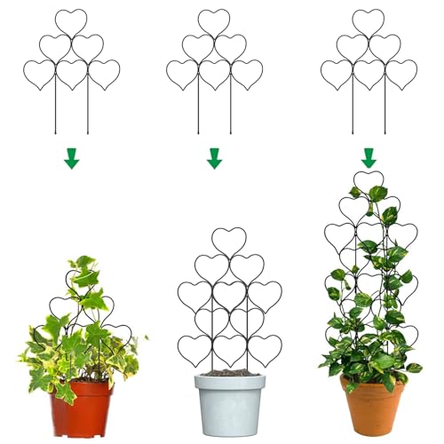 Ailibre Indoor Plant Trellis for Climbing Plants, Stackable Garden Trellis for Potted Plants, Small House Plant Trellis for Vine Ivy Flower Plant Support Outdoor DIY Metal Trellis 3 Pack, Black - Image 1