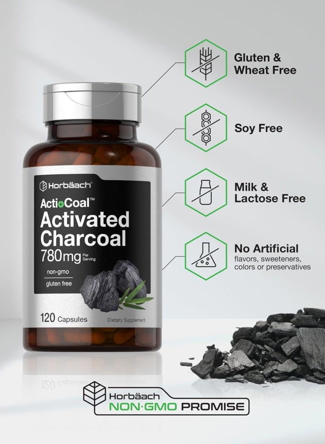 Horbäach 780mg Charcoal Tablets | 120 Capsules | Coconut Shell Activated Carbon | Non-GMO & Gluten Free | Acti-Coal - Image 5