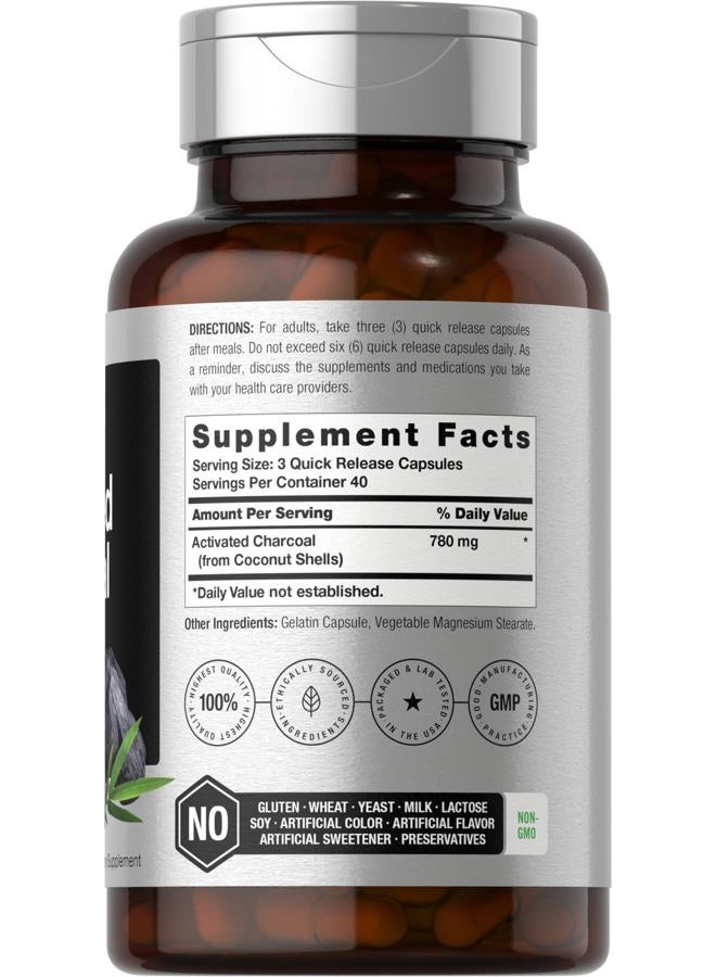 Horbäach 780mg Charcoal Tablets | 120 Capsules | Coconut Shell Activated Carbon | Non-GMO & Gluten Free | Acti-Coal - Image 2