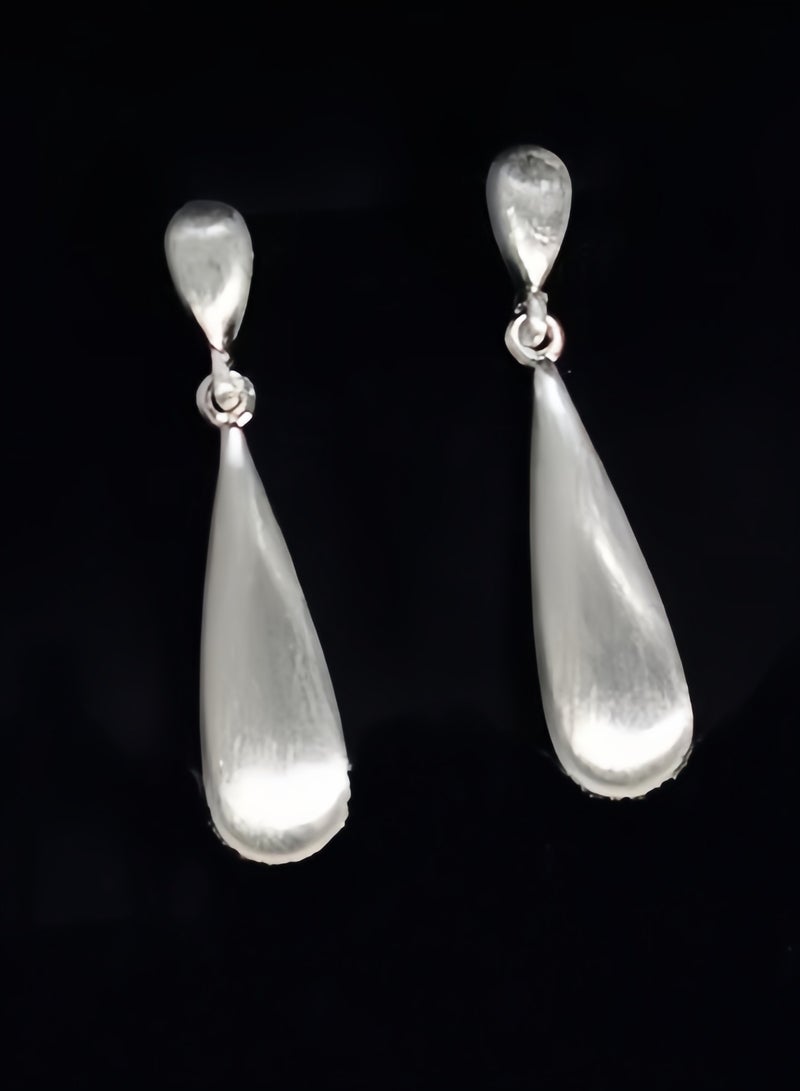 Eilimi 2 matte ear clips, silver-plated brushed earrings, simple teardrop-style piercing-free earrings - Image 5