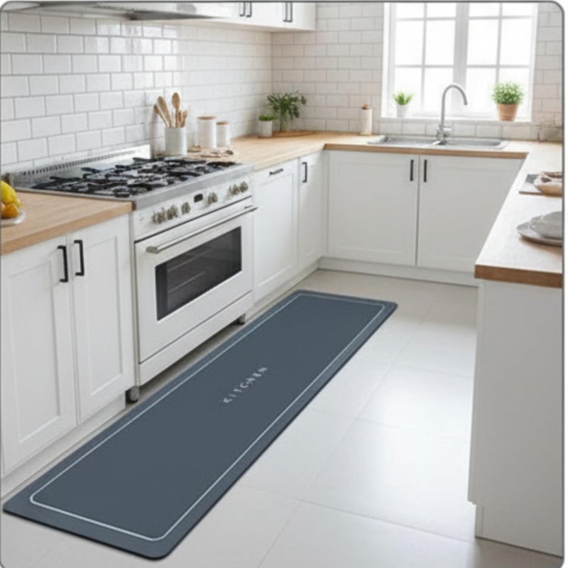 Home-Cloud Rubber Kitchen Mats for Floor Set of 2 Pcs | Non-Skid, Soft Absorbent Rugs for Kitchen, Laundry, and Hallway | 120x40cm, 40x60cm| 4mm Thickness (Kitchen_Blue) - Image 5