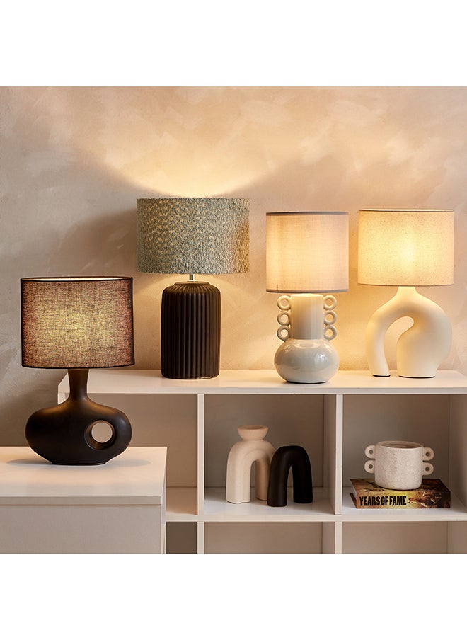 Home Box - Novalie Pearl Speckled Ceramic Lamp Base with Shade 19 x 38 x 19 - Image 1