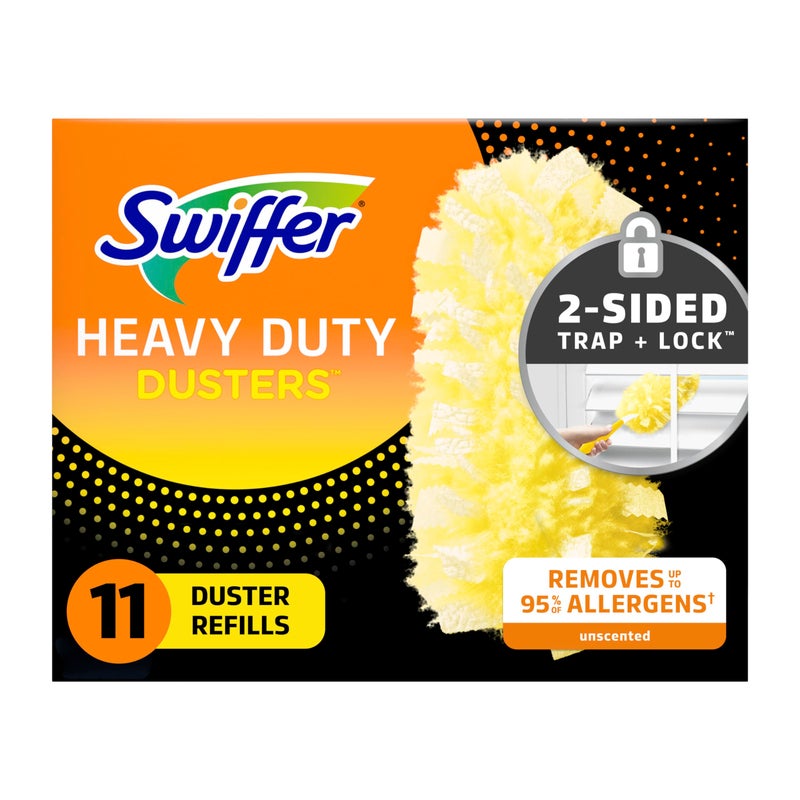 Swiffer Dusters Refill for Cleaning, Feather & Microfiber Duster Disposable Alternative, For Dusting Furniture, Blinds, Ceiling Fans, Walls, Helps Remove Allergens, Heavy Duty, Unscented, 11ct - Image 1