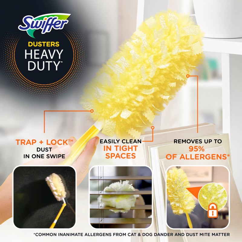 Swiffer Dusters Refill for Cleaning, Feather & Microfiber Duster Disposable Alternative, For Dusting Furniture, Blinds, Ceiling Fans, Walls, Helps Remove Allergens, Heavy Duty, Unscented, 11ct - Image 4
