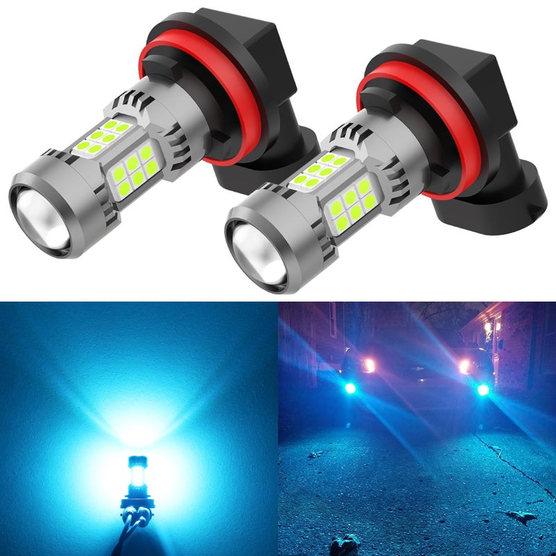 PHINLION H8 H11 LED Fog Light Bulb or DRL 3200 Lumens Super Bright Ice Blue Nonpolarity 3030 30 SMD Chips 12V H16 H11LL H8LL Fog Lamps Replacement for Cars Pack of 2 - Image 3
