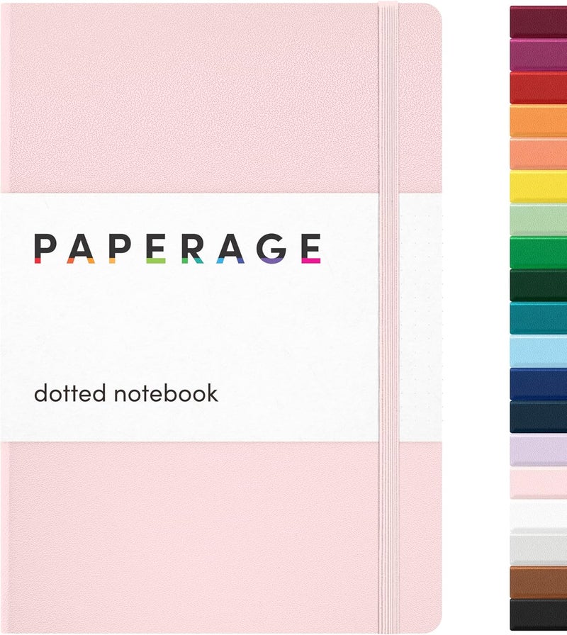 ببرج دفتر PAPERAGE المنقط، (وردي خفيف)، 160 صفحة، متوسط 5.7 بوصة × 8 بوصة - ورق سميك 100 جرام، غلاف مقوى - Image 1
