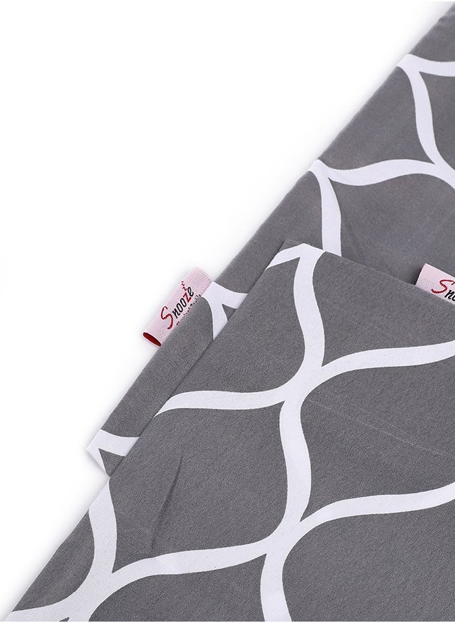 snooze Flat Bed Sheet set 2pcs, 160*235 cm+ Free Pillowcase, Gray waves design  - Image 3