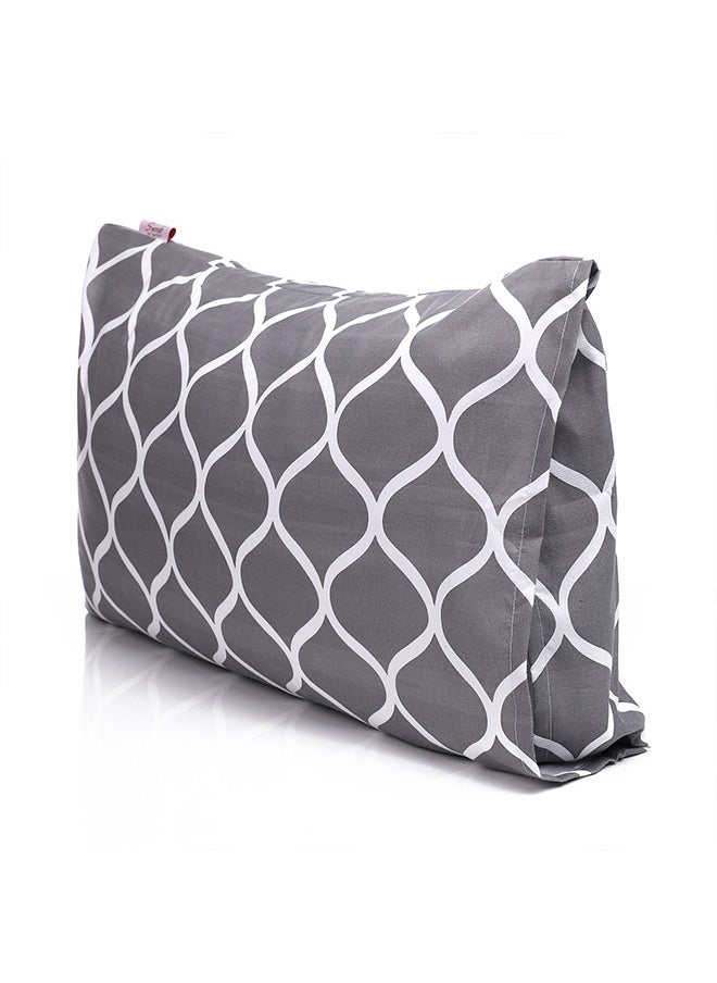 snooze Flat Bed Sheet set 2pcs, 160*235 cm+ Free Pillowcase, Gray waves design  - Image 2
