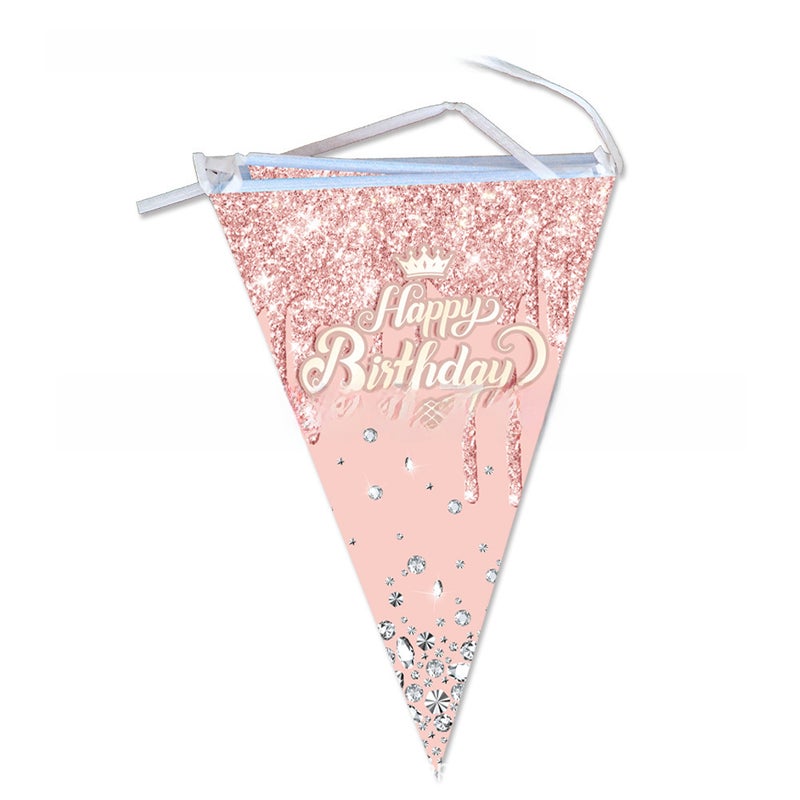 Pink Lotus Diamond Birthday Party Tableware Set Pennant 10p-Pink Diamond Birthday 