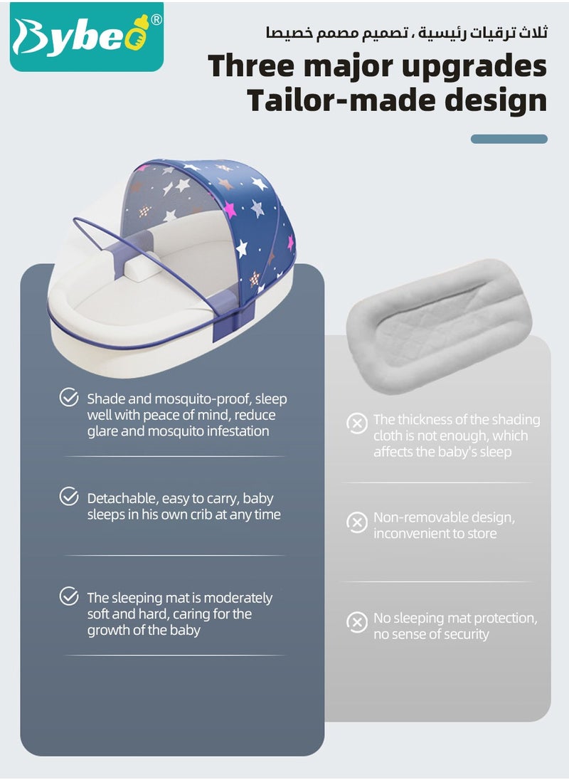 Bybeo Baby Lounger Bed, Infant Nest, Portable Newborns Sleeper Bassinets, Travel Baby Lounger for Boys Girls With 1 Canopy 1 Mosquito Net 1 Cushion 2 Shaping Pillow  - Image 4
