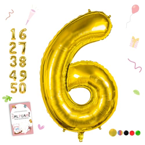 Smlpuame 40 inch Number Balloon 09 Gold Large Number 6 BalloonsDigital Balloons for Birthday Party Celebration Decorations Supplies Helium Foil Number Balloons for Wedding Anniversary - Image 1