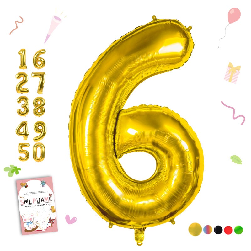 Smlpuame 40 inch Number Balloon 09 Gold Large Number 6 BalloonsDigital Balloons for Birthday Party Celebration Decorations Supplies Helium Foil Number Balloons for Wedding Anniversary - Image 3