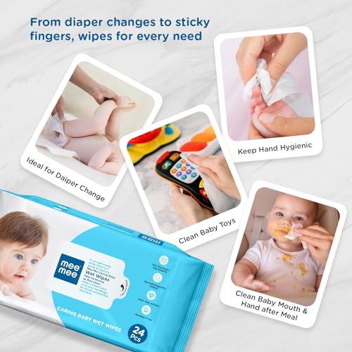 Mee Mee Soft Gentle Baby Wet Wipes (24 Wipes) Pack of 1 | Infused with Aloe Vera and Vitamin E | Paraben & Sulfate Free. - Image 5