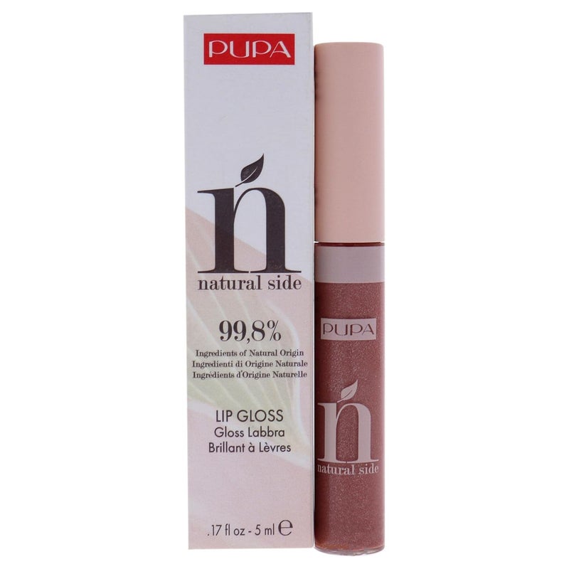 Pupa Milano Natural Side Lip Gloss - High Shine And Color Payoff - Nourishing Formula - Made With Natural Ingredients - Enriched With Oils To Moisturize The Lips - 004 Pearly Nude - 0.17 OZ