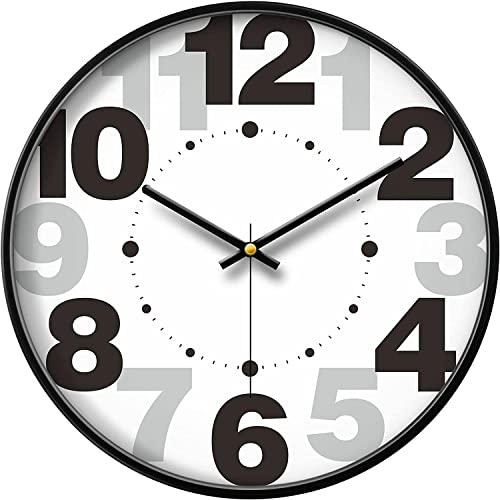 TEKCOOL Wall Clock 12" Silent Quartz Decorative Wall Clock Non-Ticking Classic Digital Clock Battery Operated Round Easy to Read Handheld Complete Home/Kitchen/Bedroom(433). - Image 1
