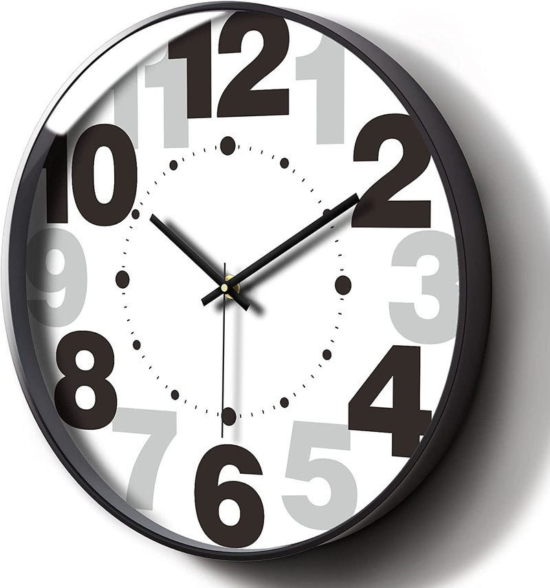 TEKCOOL Wall Clock 12" Silent Quartz Decorative Wall Clock Non-Ticking Classic Digital Clock Battery Operated Round Easy to Read Handheld Complete Home/Kitchen/Bedroom(433). - Image 2