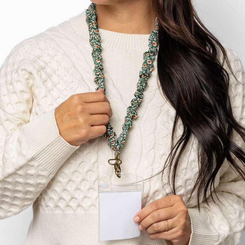 ANDI Neck Lanyard For Women - Scrunchie Cute Lanyard for Keys, Id Card Holder, Wallet - Aesthetic Long Lanyard (Green Floral) - Image 2