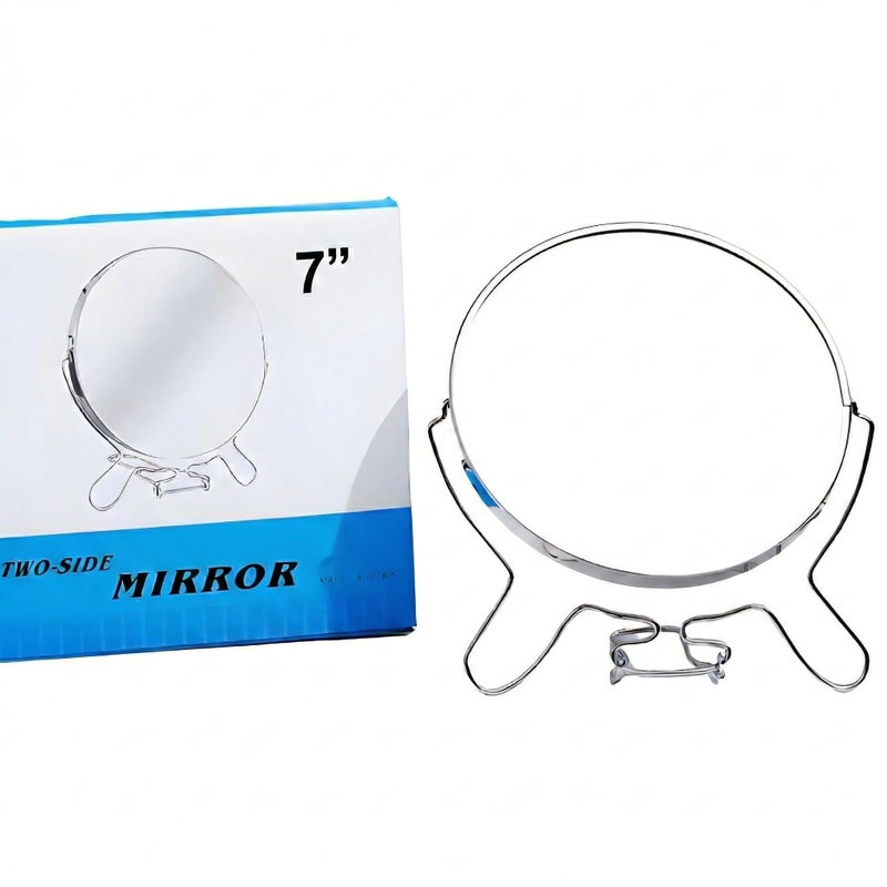 Double-sided vanity mirror with stainless steel stand – ideal for bathroom and makeup (Size 7) - Image 2