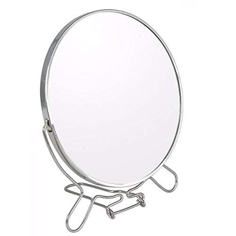 Double-sided vanity mirror with stainless steel stand – ideal for bathroom and makeup (Size 7) - Image 1
